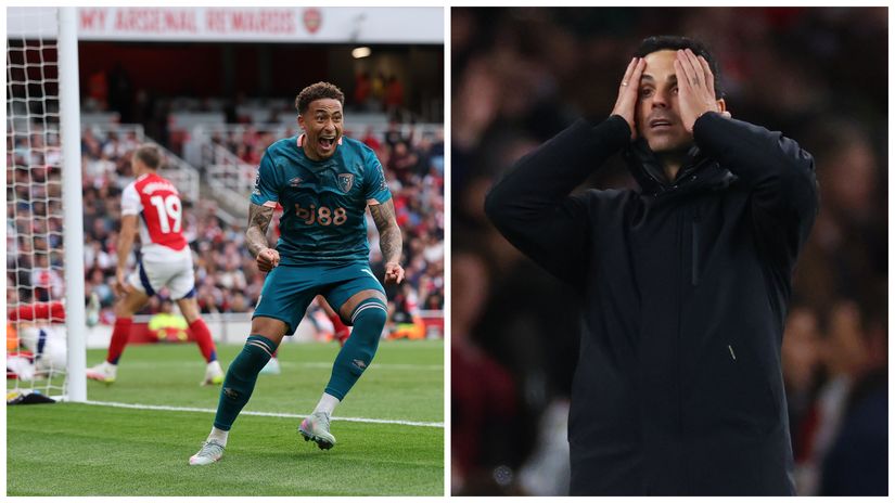 Tavernier celebrates as Arteta can't believe how the game unfolded (©Gallo images)