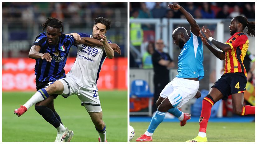 Biseck of Inter and Lukaku of Napoli in action today (©Getty images)