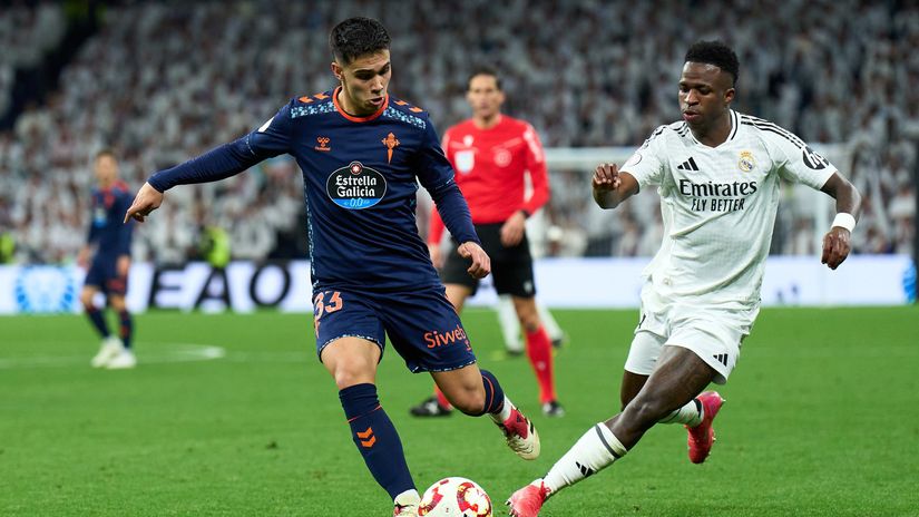Sotelo of Celta & Vini Jr of Real Madrid during their Copa del Rey clash last January (©Angel Martinez/Getty Images)