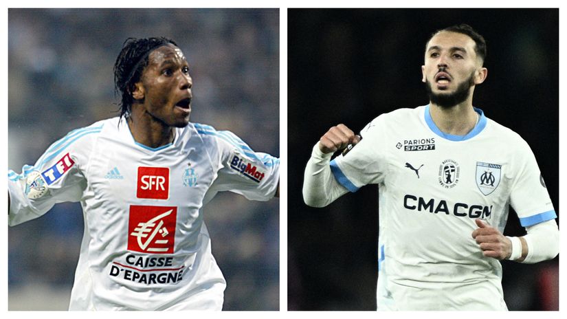 Didier Drogba and Amine Gouiri (©AFP)