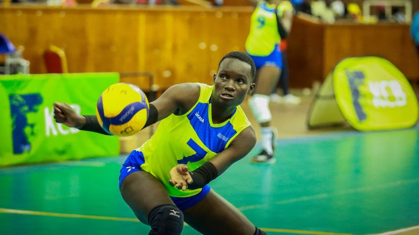 Bridgit Barasa of KCB Volleyball receives the ball in a past match ©Agencies