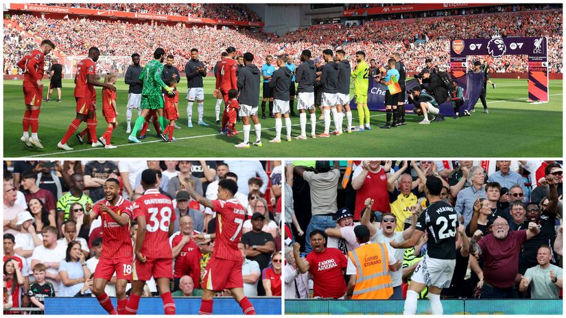 A Guard of Honour (up) and goals celebrations (down) (©Carl Recine/Getty Images)