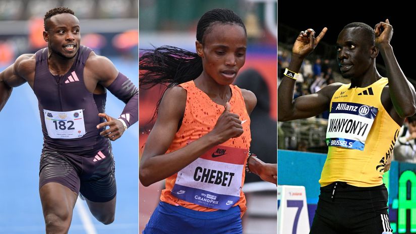 Ferdinand Omanyala, Beatrice Chebet, Emmanuel Wanyonyi© AFP