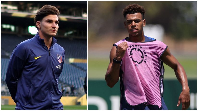 Julian Alvarez of Atletico & Desire Doue of PSG (©Reuters/Agustin Marcarian/Daniel Cole/Gallo Images)