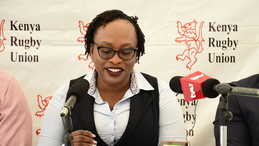 Harriet Okach during a presser ©Tabby Nashipae