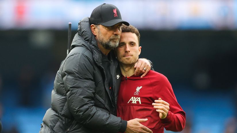 Jurgen Klopp & Diogo Jota (©James Gill - Danehouse/Getty Images/Gallo Images)