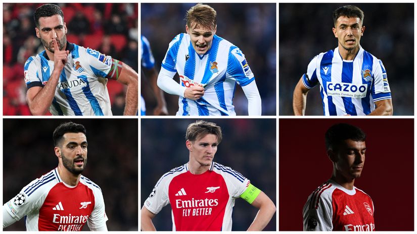 Merino, Odegaard and Zubimendi played for both Real Sociedad and Arsenal (©Getty images/X/Arsenal)