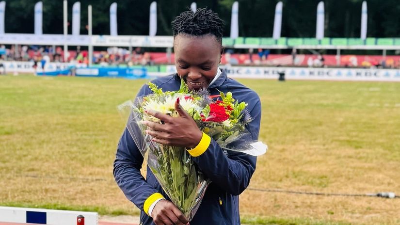 Mary Moraa after winning the 400m in Belgium © Mary Moraa on Facebook