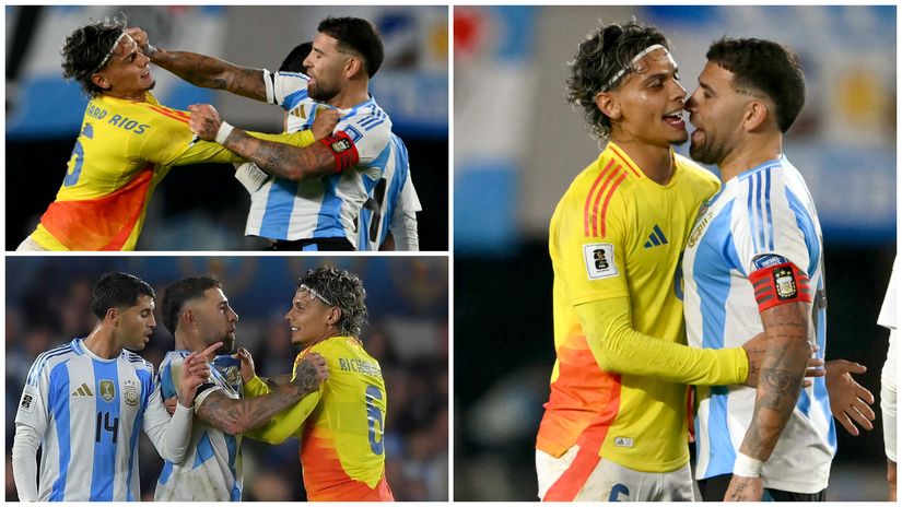 The recent brawl between Rios and Otamendi (©AFP/Marcelo Endelli/Getty Images)