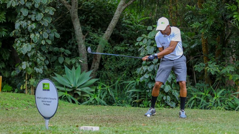 Ibrahim Lande in action during the KCB East Africa Golf Tour at the Machakos Golf Club