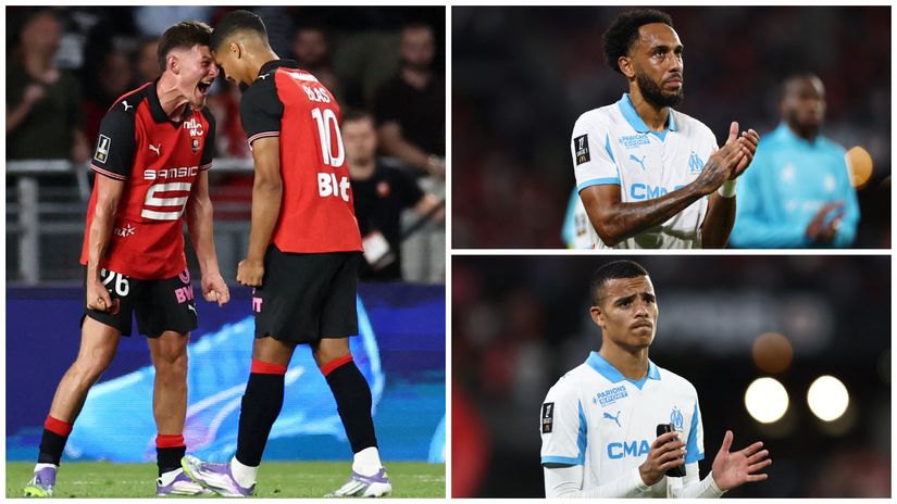 Auba and Greenwood in despair, unlike Rennes' players (©Gallo images)