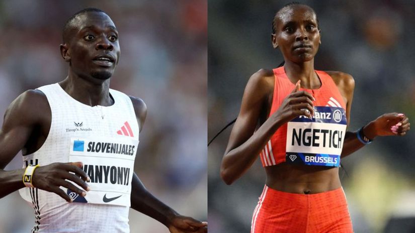 Emmanuel Wanyonyi and Agnes Ngetich © AFP
