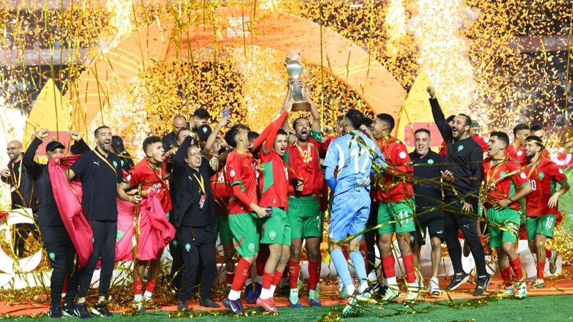 Morocco celebrating their CHAN 2024 win © CAF Online