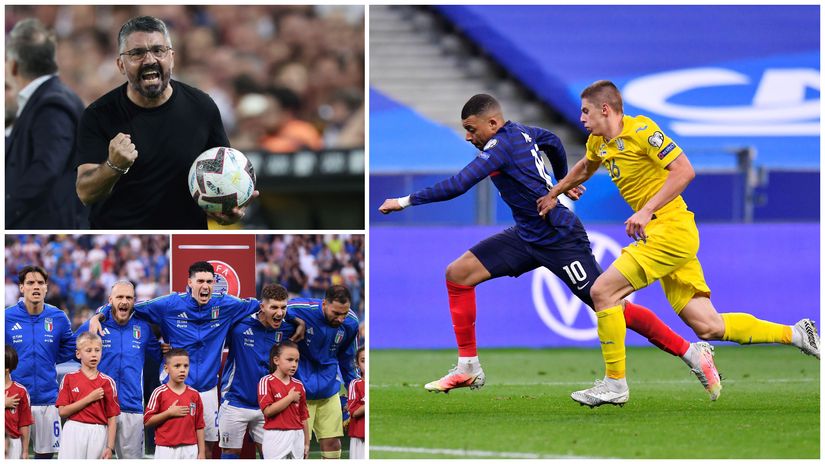 Gattuso & Italian players and Mbappe in action against Ukraine four years ago (©Getty Images)