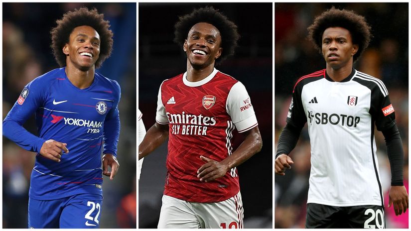 Willian with Chelsea, Arsenal & Fulham (©Getty Images)