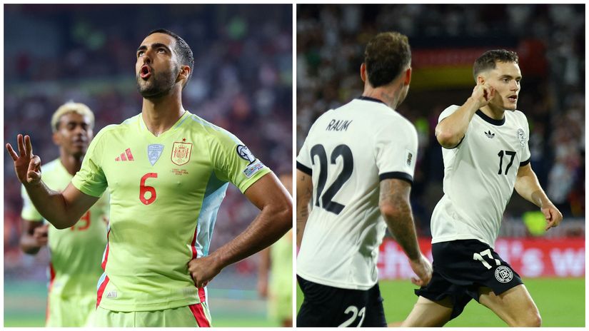 Merino and Wirtz after scoring goals (©Gallo Images)