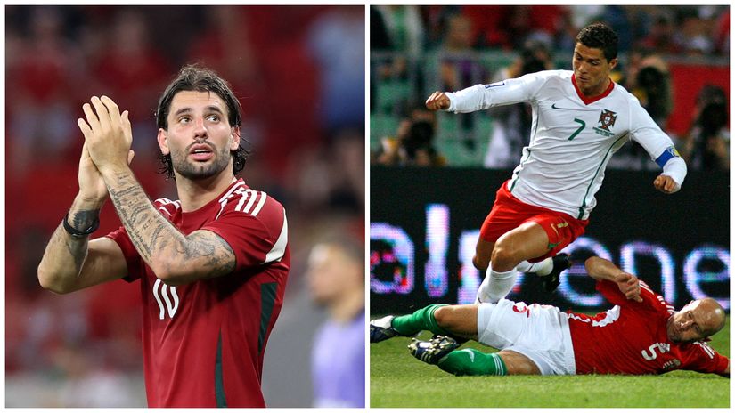 Szoboszlai today and Ronaldo against Hungary back in 2009 (©Gallo images)