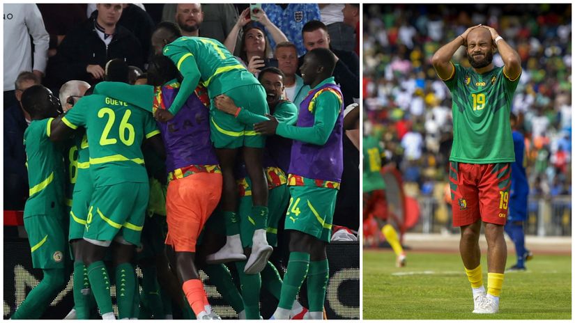 Senegal players' joy and Mbeumo's sorrow (©Gallo Images)