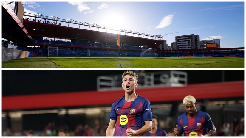 Estadi Johan Cruyff and Barca players at it (©Getty images)