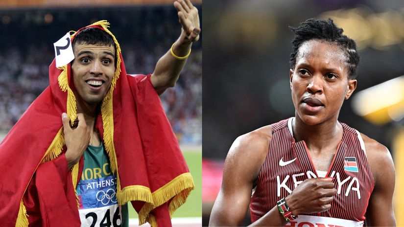 Hicham El Guerrouj and Faith Kipyegon © AFP