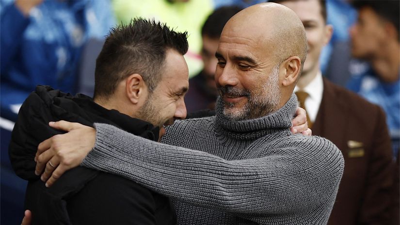 De Zerbi and Pep (©Action Images via Reuters/Jason Cairnduff )