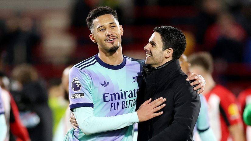 William Saliba & Mikel Arteta (©Richard Heathcote/Getty Images)