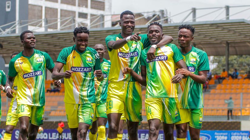 Kakamega Homeboyz players celebrate their goal against Sofapaka © Rodgers Odhiambo