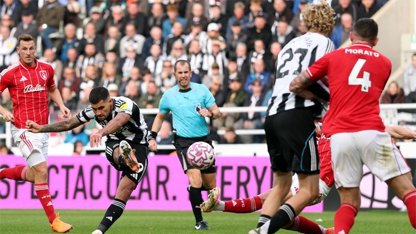 Bruno scores the opener against Forest (©Getty images)