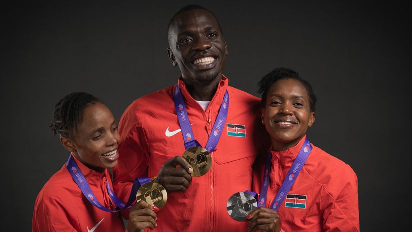 Beatrice Chebet/Emmanuel Wanyonyi/Faith Kipyegon ©AFP