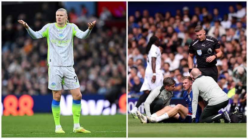 Not so happy Haaland and throwback to Delap's injury two months ago (©Getty Images)
