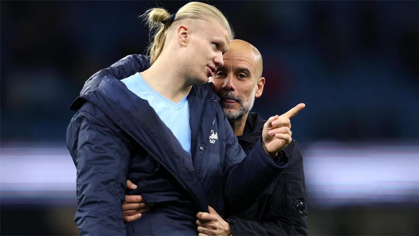 Haaland and Pep after the game (©Michael Steele/Getty Images)