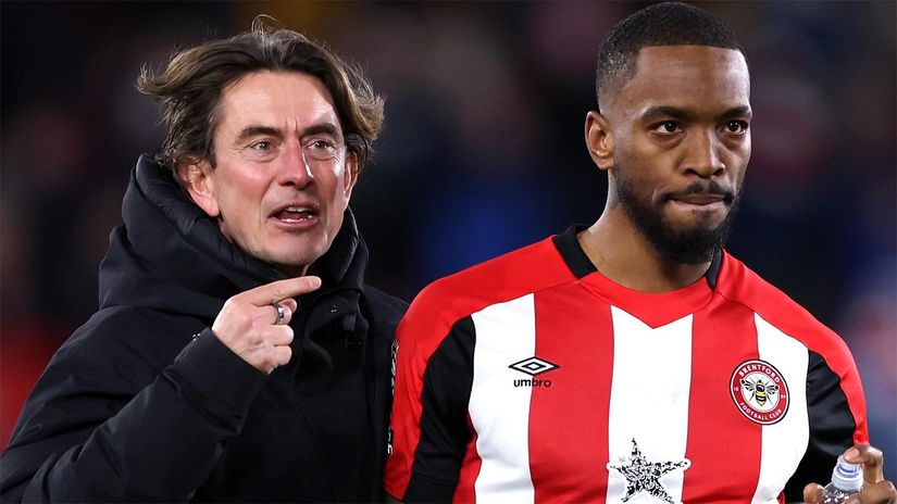 Frank and Toney during their Brentford days in January 2024 (©Alex Pantling/Getty Images)