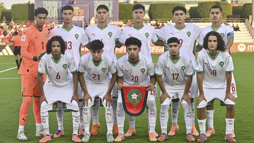 Morocco U-17 players posing for a team photo (©AFP)