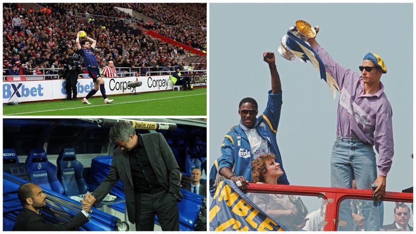 Declan Rice, Pep Guardiola, Jose Mourinho, John Fashanu and Vinne Jones - all in one place (©Getty Images)
