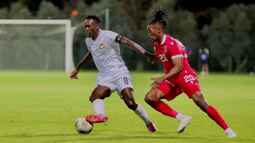 Duke Abuya in action against Equatorial Guinea ©Harambee Stars 