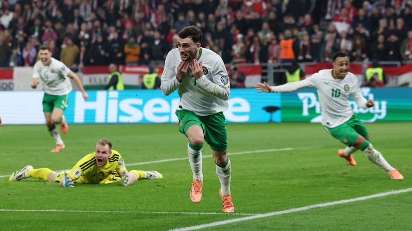 Troy Parrott following his historic dying-minutes goal against Hungary (©Reuters/Bernadett Szabo/Gallo Images)