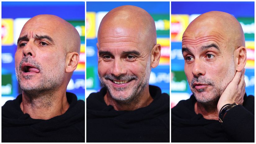 Pep during the last press conference... (©Action Images via Reuters/Ed Sykes)