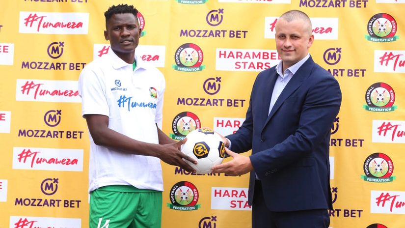 Michael Olunga and Mozzart Bet Country Manager Sasa Krneta © Mozzart Sport