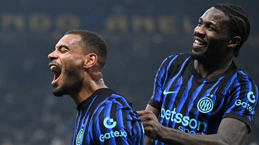 Andy Diouf and Marcus Thuram celebrating the goal (©Gallo Images)