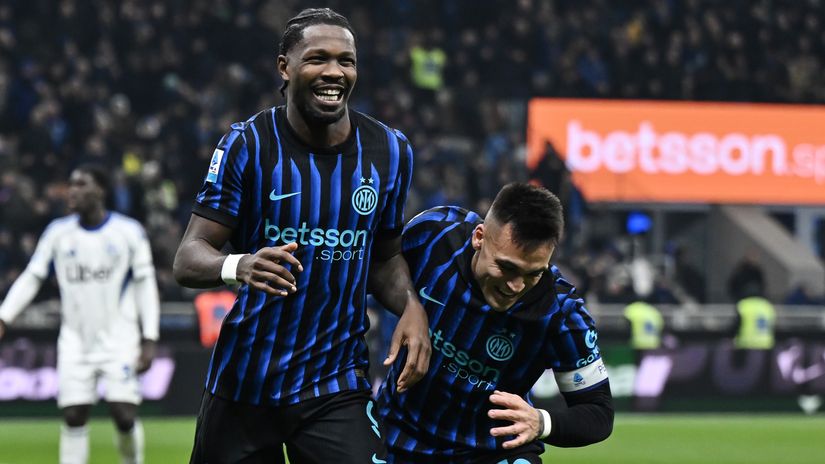 Marcus Thuram and Lautaro Martinez celebrating the goal (©Gallo Images)