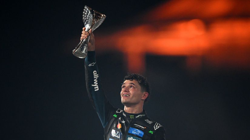 Lando Norris celebrating (©Clive Mason/Getty Images)