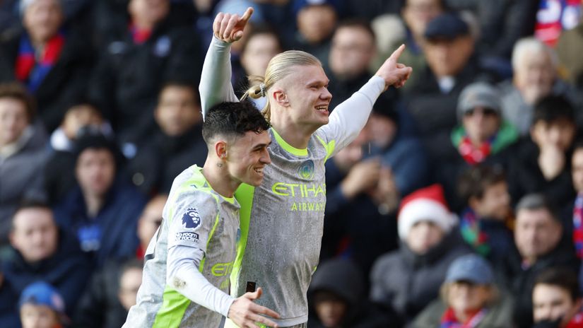 Phil Foden and Erling Haaland celebrating the goal (©Gallo Images)
