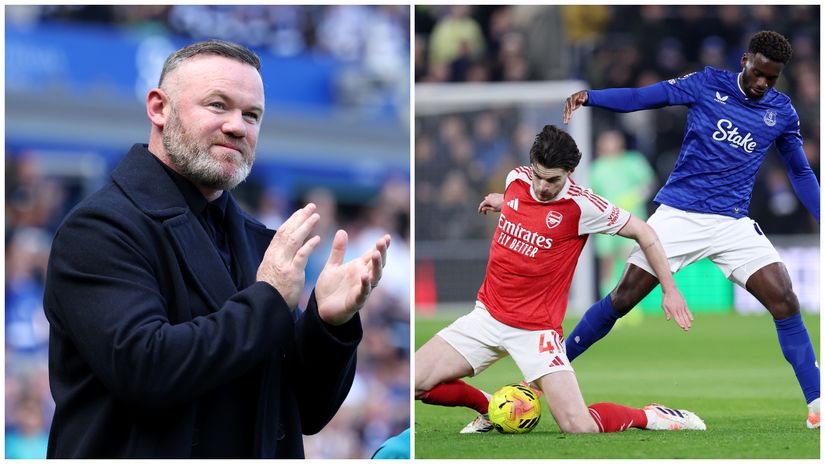 Wayne Rooney and Declan Rice (©Getty images)