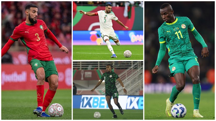 Mazraoui, Mahrez, Iwobi, and Jackson (©Gallo Images/AFP)