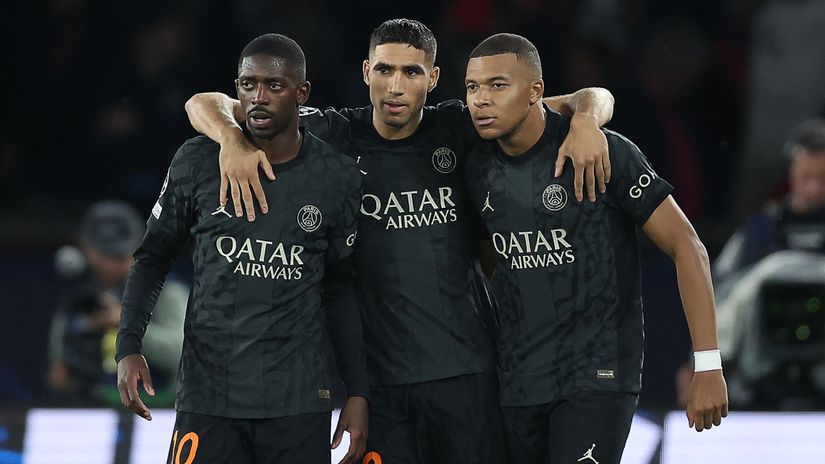 Dembele, Hakimi & Mbappe during their PSG days (©AFP)