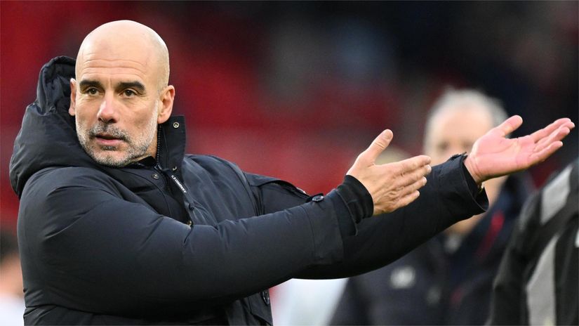 Pep Guardiola at the City Ground today (©Clive Mason/Getty Images)