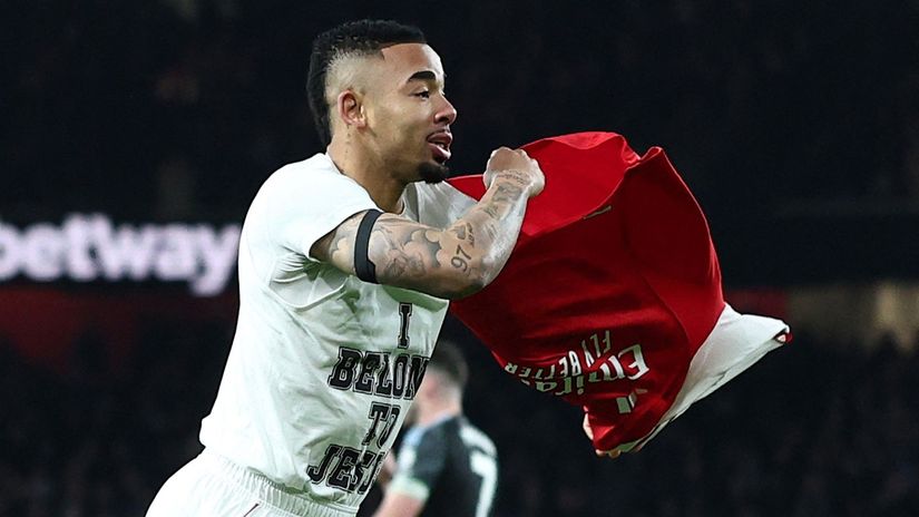 Gabriel Jesus' last night's celebration (©Reuters/David Klein/Gallo Images)