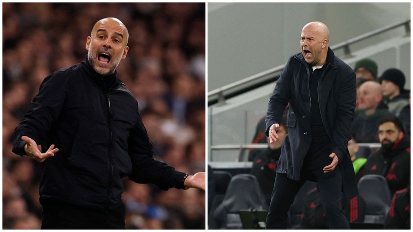 Pep Guardiola and Arne Slot (©Gallo Images)