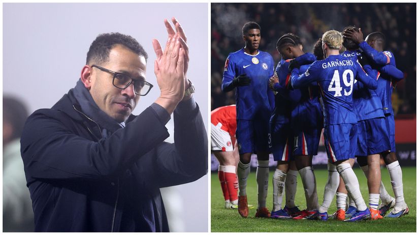 Rosenior and his boys on Saturday night (©Getty images)