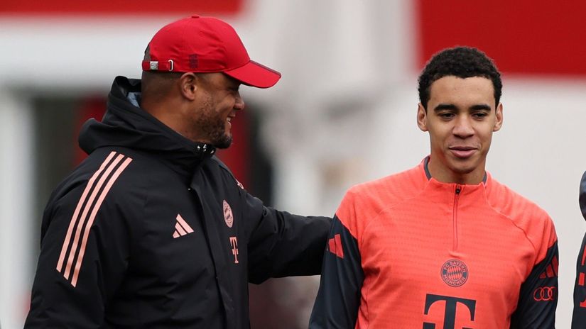 Vincent Kompany & Jamal Musiala (©Stefan Matzke - sampics/Getty Images/Gallo Images)